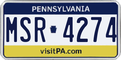 PA license plate MSR4274