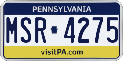 PA license plate MSR4275