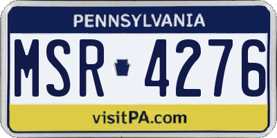 PA license plate MSR4276