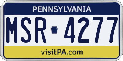 PA license plate MSR4277