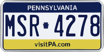 PA license plate MSR4278