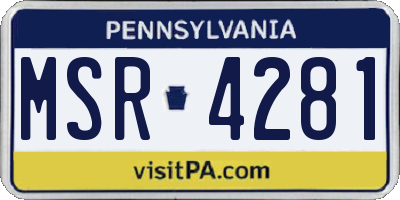 PA license plate MSR4281