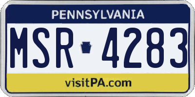 PA license plate MSR4283
