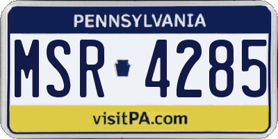 PA license plate MSR4285