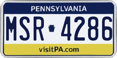 PA license plate MSR4286