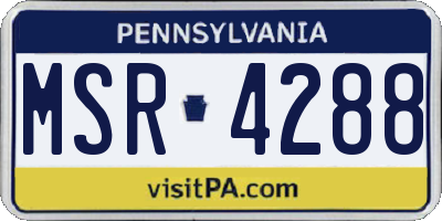 PA license plate MSR4288