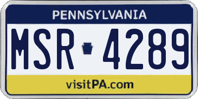 PA license plate MSR4289