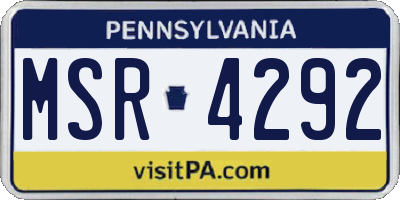 PA license plate MSR4292