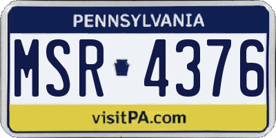 PA license plate MSR4376