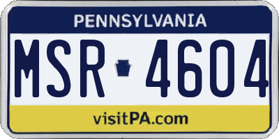 PA license plate MSR4604