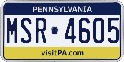 PA license plate MSR4605