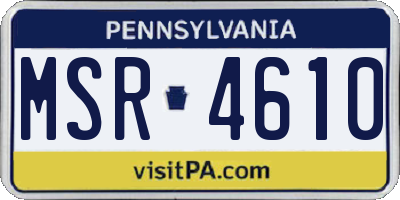 PA license plate MSR4610