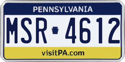 PA license plate MSR4612