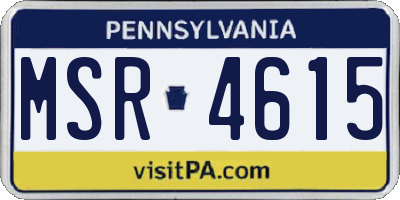 PA license plate MSR4615