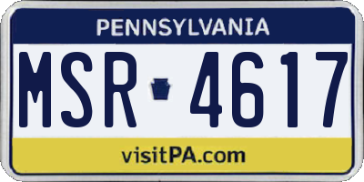 PA license plate MSR4617