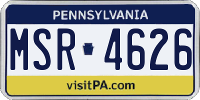 PA license plate MSR4626