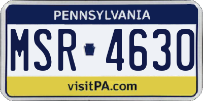 PA license plate MSR4630