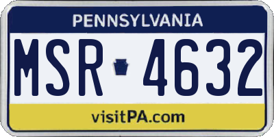 PA license plate MSR4632