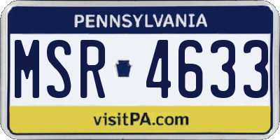 PA license plate MSR4633