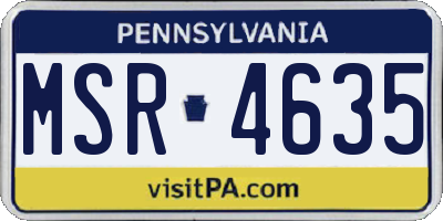 PA license plate MSR4635
