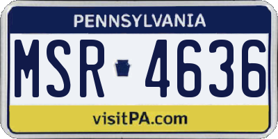 PA license plate MSR4636