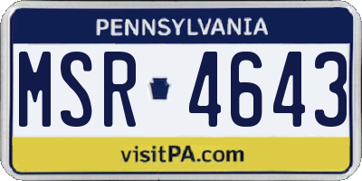 PA license plate MSR4643