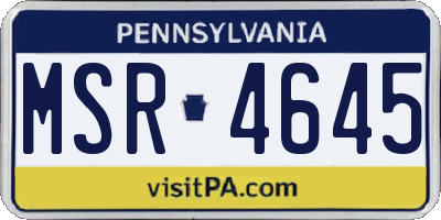 PA license plate MSR4645