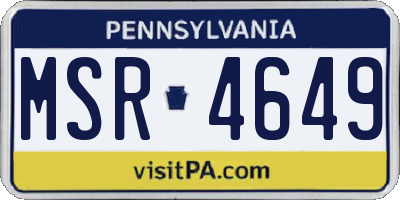 PA license plate MSR4649