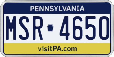 PA license plate MSR4650