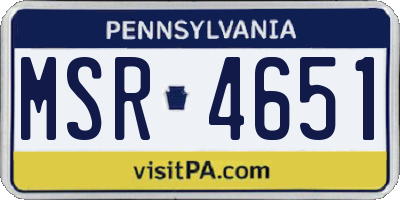 PA license plate MSR4651