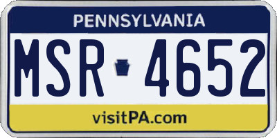 PA license plate MSR4652
