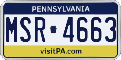 PA license plate MSR4663