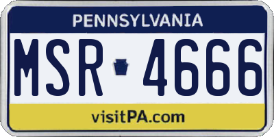 PA license plate MSR4666