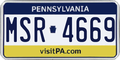 PA license plate MSR4669