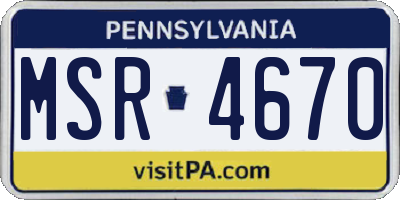 PA license plate MSR4670