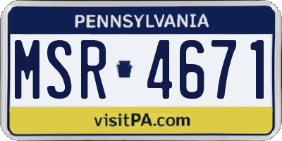 PA license plate MSR4671