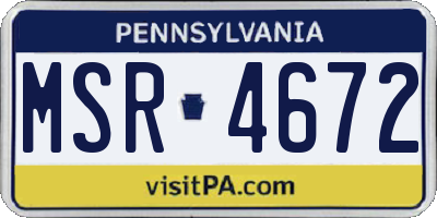 PA license plate MSR4672