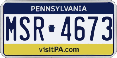 PA license plate MSR4673