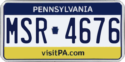 PA license plate MSR4676