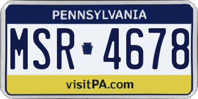 PA license plate MSR4678