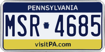 PA license plate MSR4685