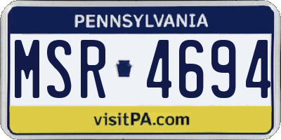 PA license plate MSR4694