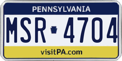PA license plate MSR4704