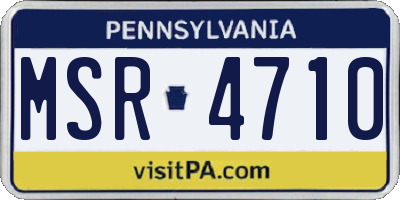 PA license plate MSR4710