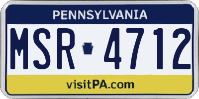 PA license plate MSR4712