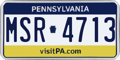PA license plate MSR4713