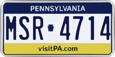 PA license plate MSR4714