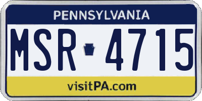 PA license plate MSR4715