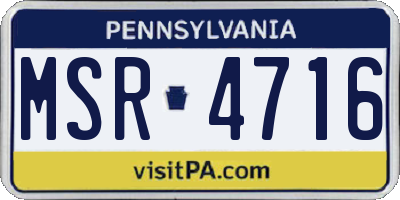 PA license plate MSR4716