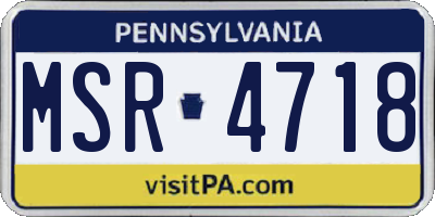 PA license plate MSR4718